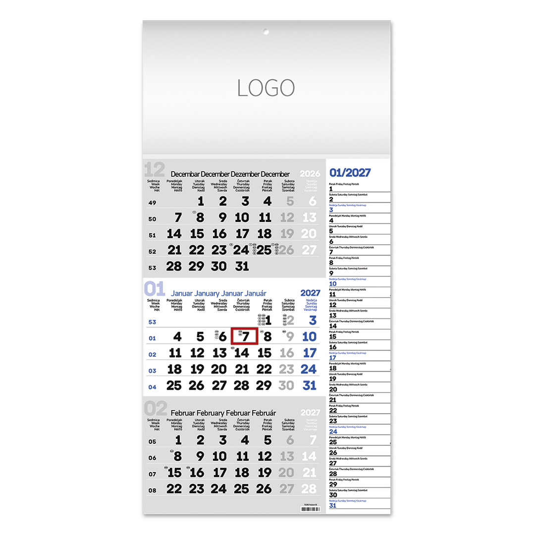 POSLOVNI 85 Zidni kalendar: 12 listova, tromesečni, jednodelni